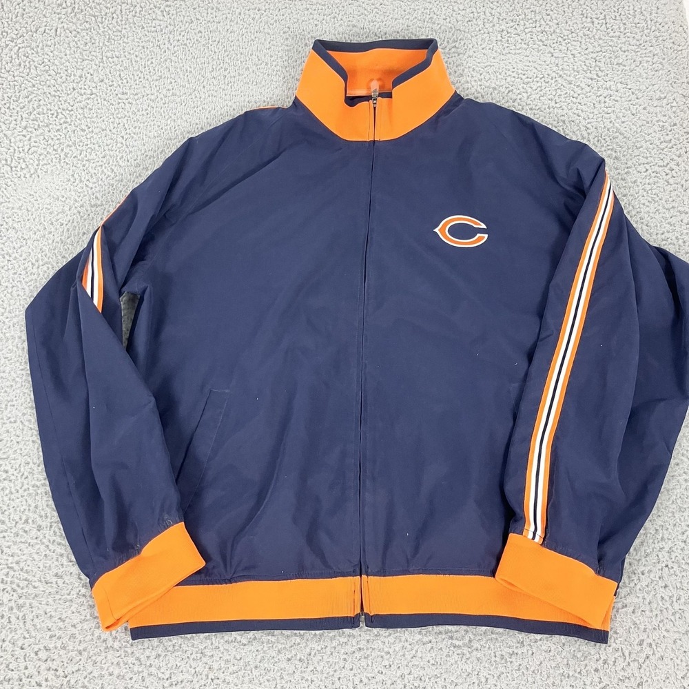 Chicago Bears Jacket Mens XL Blue NFL Football Reebok Track Warm Up Full Zip